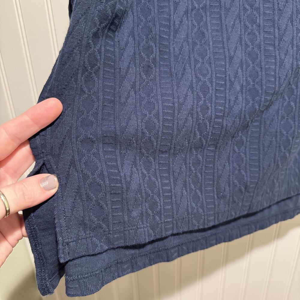 Anthropologie Navy Blue Cableknit Off The Shoulder Sweater Plus Size 1X - Picture 3 of 7